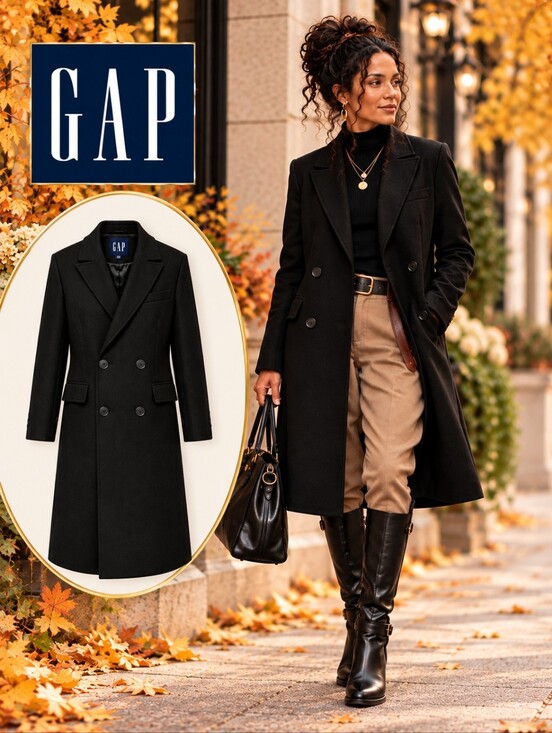 GAP Jackets & Blazers - GAP Wool Coat |Timeless Tailored Wool| Black Double Breasted |LgPetite|Like New